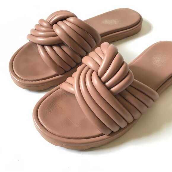 Gianvito Rossi Ottavia Leather Slides Sandals Womens 41.5 11.5 Beige Tan Leather - Picture 6 of 12